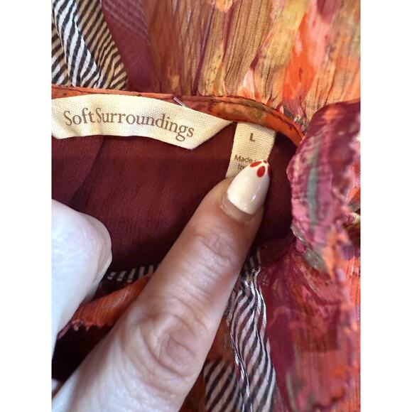 Soft Surroundings Dress Womens Large Floral Long Sleeve Asymmetrical Hem Midi - Picture 7 of 9